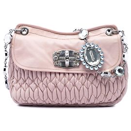 Miu Miu Pink Matelasse Nappa Crossbody mit Kristallkette