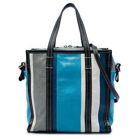 Balenciaga Bolsa Shopper Bazar em pele de cordeiro azul S