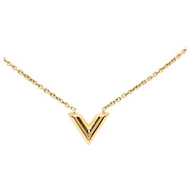 Louis Vuitton Gold Plated Essential V Halskette Gold