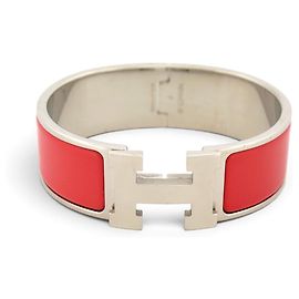 Hermès BRACCIALE HERMES CLIC CLAC H LARGE T17.5 GM IN SMALTO ROSSO CORALLO PALLADIO