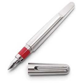 CANETA TINTA MONTBLANC M RED SIGNATURE 11362 AÇO ESCOVADO NOVA