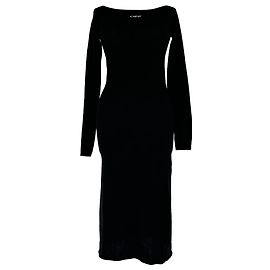 Off White Off-White Logo Printed Fitted Maxi Dress in Black Viscose