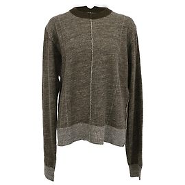Céline Celine Crewneck Pullover Sweater in Olive Green Cotton