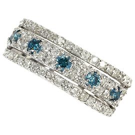 Autre Marque Anel Aliança de Platina com Diamante Azul