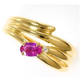 Autre Marque Ringband aus 18K Gelbgold mit Rubin und Diamant