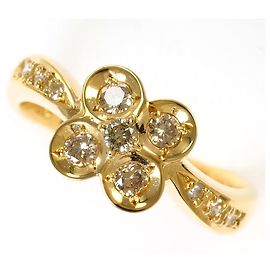 Autre Marque 18K Yellow Gold Band Ring with Brown Diamond