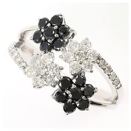 Autre Marque 14K White Gold Band Ring with Black Diamond