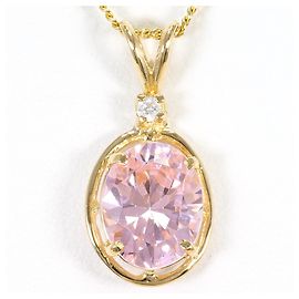 Autre Marque Collier en or jaune 14K avec zircone rose