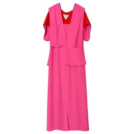 Bottega Veneta Vestido Largo de Viscosa Rosa y Naranja