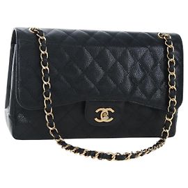Borsa CHANEL Chain Big Matelasse30 Pelle Caviar Nero Oro CC Auth BA16027SAV