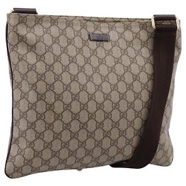 GUCCI GG Supreme Schultertasche PVC Beige Goldfarben 201446 Auth ka6509