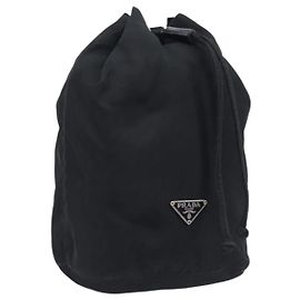 Bolsa Pouch PRADA Nylon Black Silver Auth 205450A