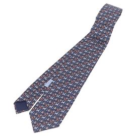 Hermès HERMES Krawatte aus Seide Marineblau Auth 206433M