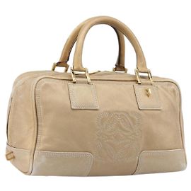 Bolsa de mão LOEWE Amazona 28 em couro dourado autêntica BA16120