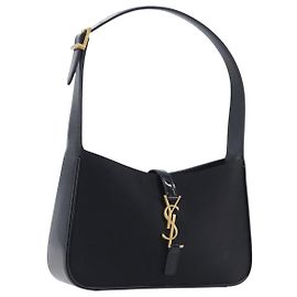Autre Marque Saint Laurent LE 5A 7 Mini Hand Bag Smooth Calf Skin Black Gold Auth ka6389M