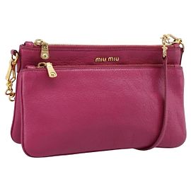 Sac à épaule Miu Miu en cuir rose et or Auth 206869A