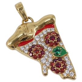 LOUIS VUITTON LV Pizza Medium Charm Metal Gold M03128 LV Auth 206673M