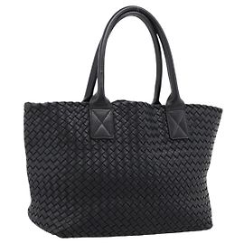 Bottega Veneta INTRECCIATO Cabas PM Handtasche aus Leder Schwarz 141498 Auth am12699V