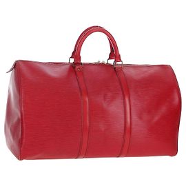 LOUIS VUITTON Epi Keepall 50 Boston Bag Red M42967 LV Auth ep16212A