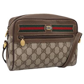 Borsa GUCCI GG Supreme Web Sherry Line PVC Beige Gold 001 115 6655 Auth 205406A