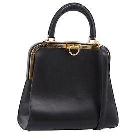 Sac à main Christian Dior en cuir 2way Noir Or Auth ep16322V