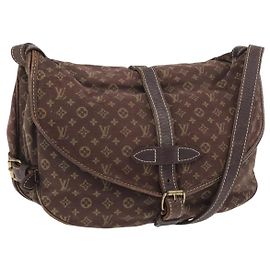 LOUIS VUITTON Monogram Mini Lin Saumur 30 Tasche Brown Fuzan M95227 LV Auth ep16180