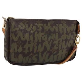 LOUIS VUITTON Monogram Graffiti Pochette Accessoires Khaki M92191 Auth 207561A