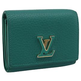 LOUIS VUITTON Portefeuille Capsine Wallet Leather Green M12407 LV Auth 206669V