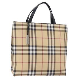 Sac à main BURBERRY Nova Check PVC Beige Silver Auth 205331