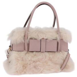 Bolso de Mano Miu Miu Mouton 2way Pink Gold Auth 167728M
