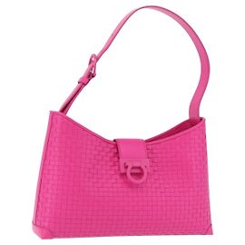 Borsa a tracolla Salvatore Ferragamo Gancini in pelle rosa argento autentica 206885A