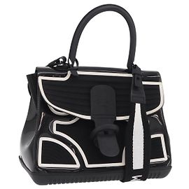 Sac à main DELVAUX Brillon MM Champion Vinyl 2way Noir Blanc Auth BA16209V