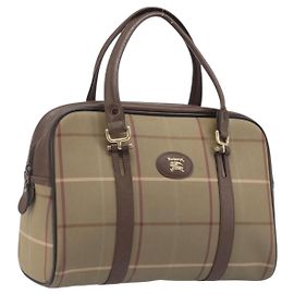 Borsa a mano Burberrys Nova Check Canvas Beige Gold Auth 205340