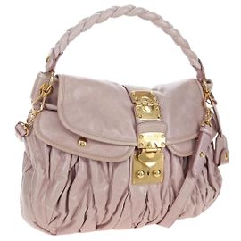 Borsa a mano Miu Miu Matelassé in pelle 2way Beige Oro Auth 205358V