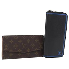 LOUIS VUITTON Monogram Wallet 2 Set LV Auth ar14293