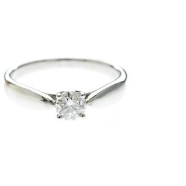 Autre Marque Anillo alianza solitario de diamante en platino Tiffany