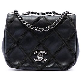 Chanel Black Mini CC Iridescent Calfskin Diamond Stitch Flap