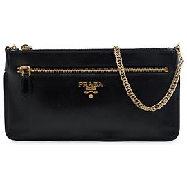 Prada Borsa a Tracolla Saffiano Lux Nera con Cerniera Superiore