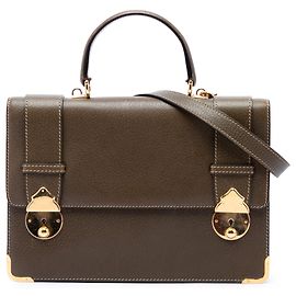 Sac à main Gucci à poignée supérieure en cuir de veau marron avec double fermoir push lock