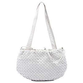 Bottega Veneta Borsa Satchel Bulb Small in Nappa Intrecciato Bianca
