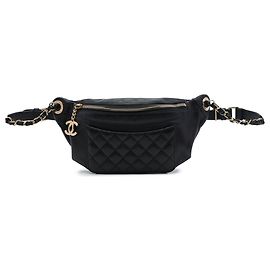 Bolsa de Cintura Chanel Classic Bi em pele de cordeiro acolchoada preta