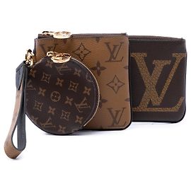 Louis Vuitton Brown Monogram Reverse Giant Trio Set Pouch