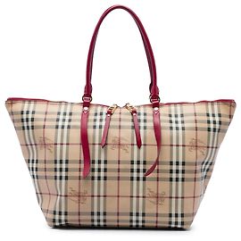Sac Tote Burberry Beige Small Haymarket Check Coated Canvas Salisbury