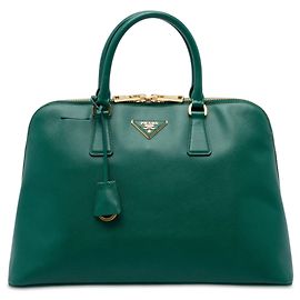 Borsa Prada Green Large Saffiano Lux Promenade Satchel