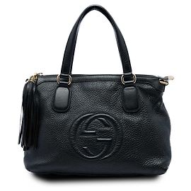 Gucci Soho Working Satchel aus Leder, Schwarz, kleine Größe