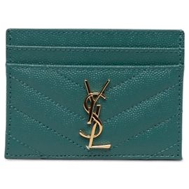 Autre Marque Tarjetero Saint Laurent Green Grain De Poudre Monogram Cassandre