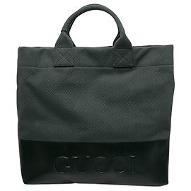 Borsa tote Gucci in tela verde con logo embossed