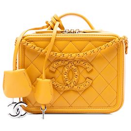 Chanel Yellow Small Lambskin CC Filigree Incognito Vanity Case