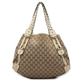 Gucci Beige GG Canvas Horsebit Pelham Schultertasche