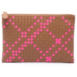 Clutch Bottega Veneta Bicolor Brown Nappa Intrecciato